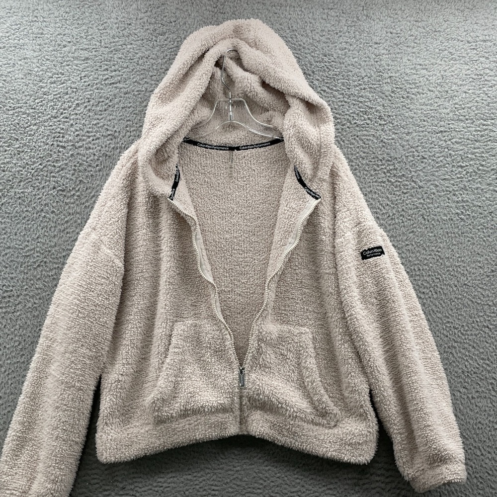 Calvin Klein Sherpa Sweater Women's XLarge Pink Boxy Oversized Performance Cozy - Picture 4 of 10